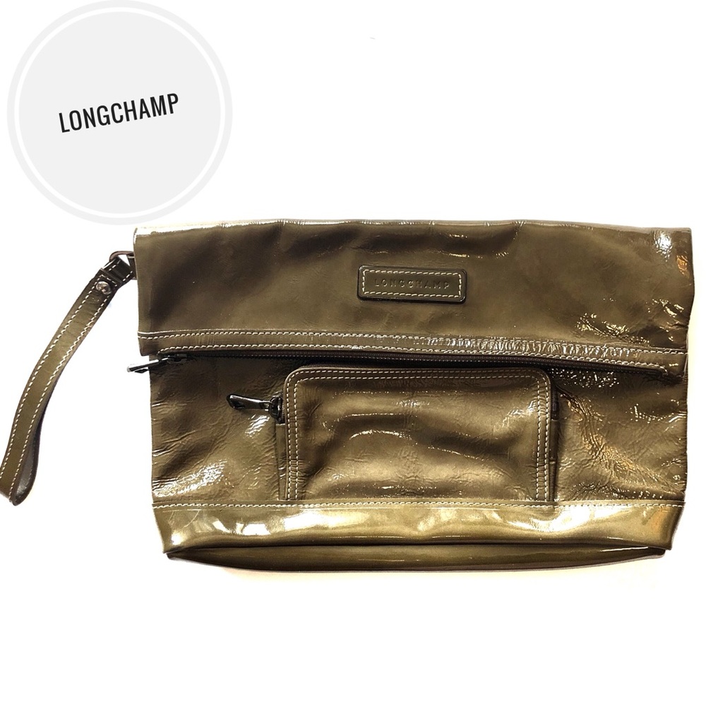 Longchamp ‘Legende’ Olive Green Clutch